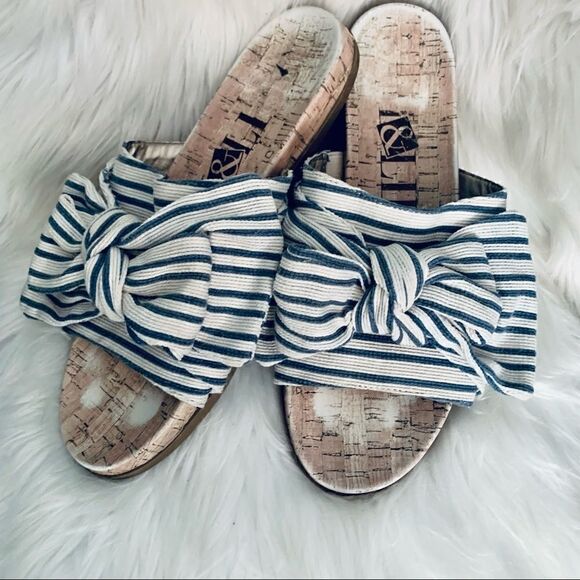 Sam & Libby Nevada Striped Sandal Slides Size 9 - Picture 1 of 9